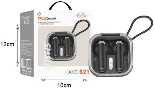AKZ S21 In-ear Bluetooth Handsfree Earphones with Charging Case Black view 2