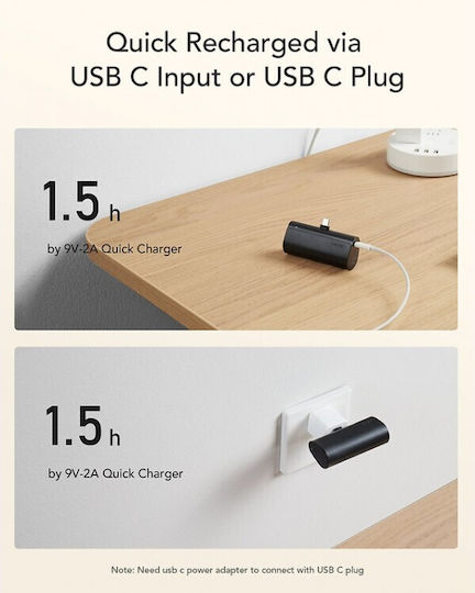 Veger V0556 Power Bank 5000mAh 20W with USB-C Port Power Delivery Black view 8