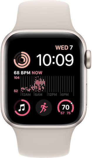 Apple Watch SE 2023 Aluminium 40mm Waterproof with Heart Rate Monitor (Starlight with Starlight Sport Band (M/L)) view 2
