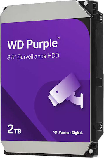 Western Digital Purple 2TB HDD Hard Drive 3.5" SATA III 5400rpm with 64MB Cache for Desktop WD23PURZ vue 5