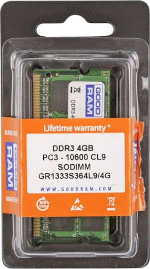 GoodRAM DDR3 with Module 1x4GB and Speed 1333 for Laptop GR1333S364L9S/4G vista 3