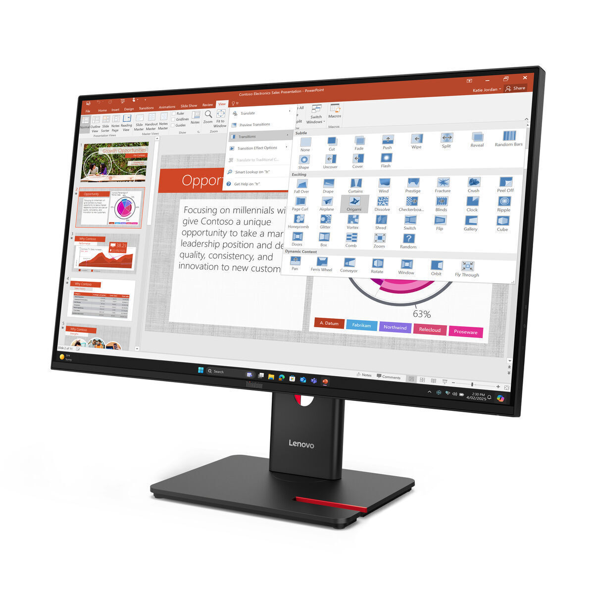 Lenovo ThinkVision T27-40 IPS Monitor 27" FHD 1920x1080 view 2