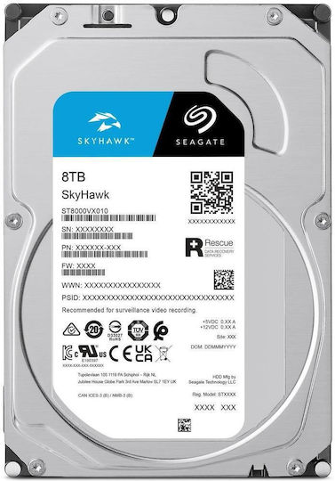 Seagate Skyhawk +Rescue 8TB HDD Hard Drive 3.5" SATA III with 256MB Cache for Desktop / Recorder ST8000VX010 vue 8