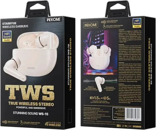 WK WS-15 In-ear Bluetooth Handsfree Earphones with Charging Case Beige view 4