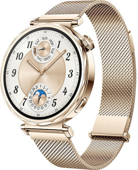 Huawei Watch GT 5 41mm Waterproof with Heart Rate Monitor (Gold Milanese Strap) view 2