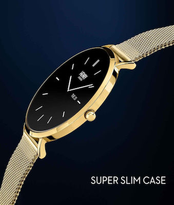Henry London Smart Stainless Steel 43mm Smartwatch with Heart Rate Monitor (Gold & Gold Mesh) view 7
