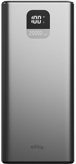 Allity APB-100 Power Bank 20000mAh 22.5W with 2 USB-A Ports and 2 USB-C Ports Power Delivery Gray view 2