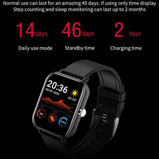 H10 Smartwatch with Heart Rate Monitor (Black) vista 7