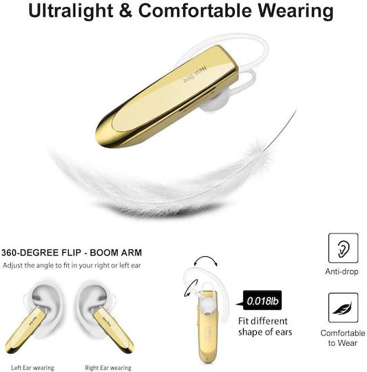 In-ear Bluetooth Handsfree Earphones Gold view 2