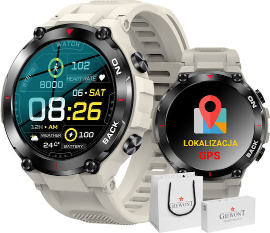 Giewont GW460 Smartwatch with Heart Rate Monitor (Light Stone) view 1