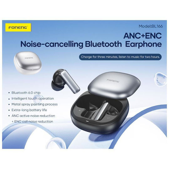 Foneng BL166 In-ear Bluetooth Handsfree Earphones with Charging Case White view 3