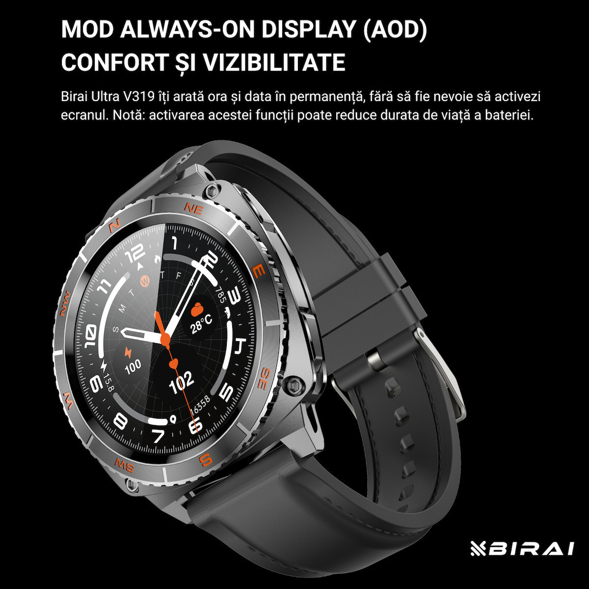 Ultra V319 Waterproof Smartwatch With Heart Rate Monitor Black view 6