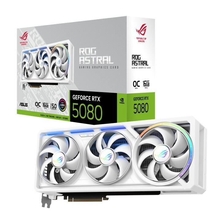 Asus GeForce RTX 5080 16GB GDDR7 ROG Astral White OC Edition Graphics Card 90YV0LV4-M0NA00 view 1