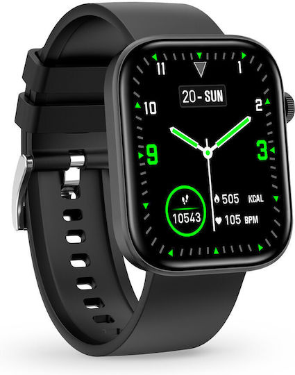 Contact Smartwatch with Heart Rate Monitor (Black) vue 3