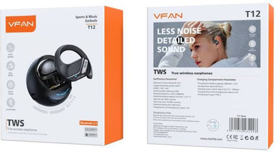 VFAN T12 In-ear Bluetooth Handsfree Earphones with Charging Case Black view 2