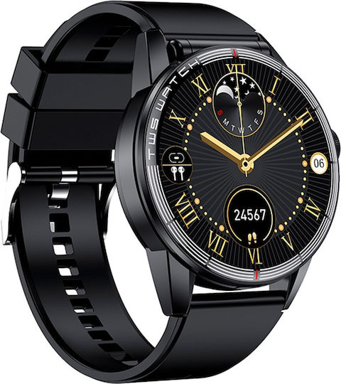 R6 Ultra 2in1 46mm Smartwatch with Heart Rate Monitor (Black Silicone)
