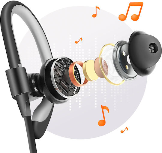 LinQ R505 In-ear Bluetooth Handsfree Earphones with Sweat Resistance Black vue 3