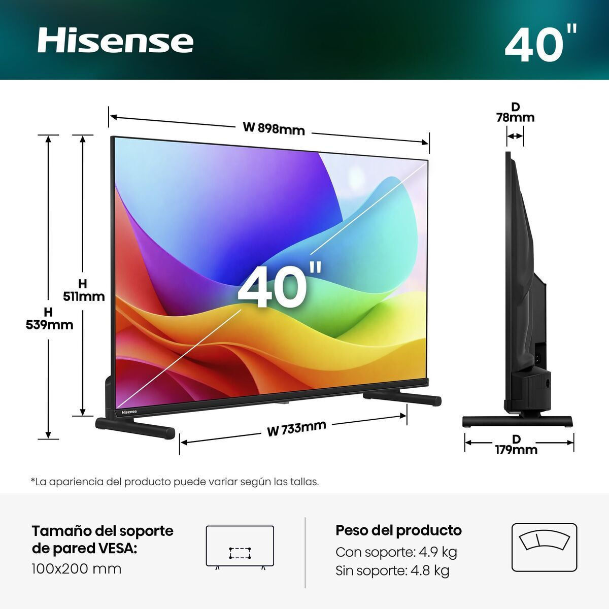 Hisense Smart TV 40" Full HD QLED A5S HDR (2026) 40A5S view 2
