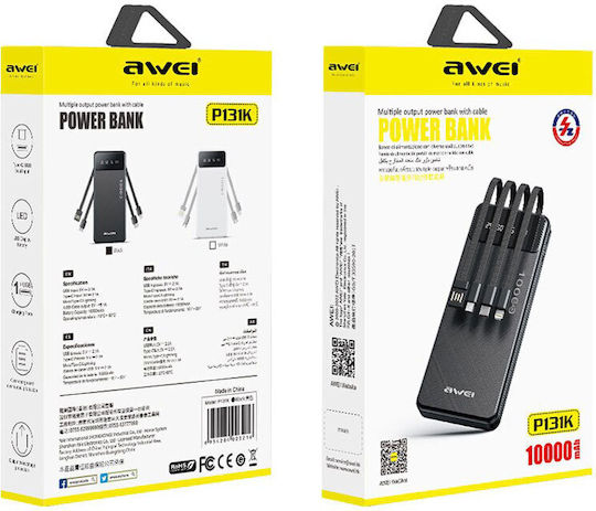 Awei P131K Power Bank 10000mAh with USB-A Port Black view 4