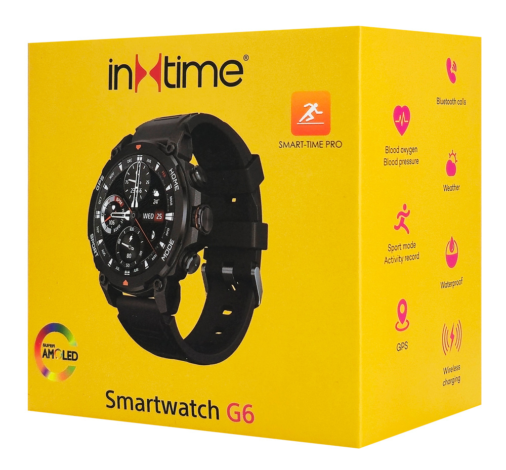 INTIME G6 Titanium 53mm Smartwatch with Heart Rate Monitor (Black) view 3