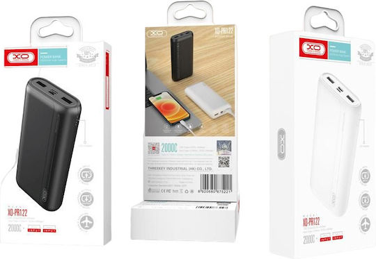 XO PR122 Power Bank 20000mAh with 2 USB-A Ports and USB-C Port Black view 4