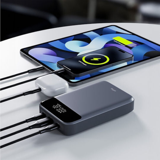 Allity APB-200 Power Bank 19200mAh 130W with USB-A Port and 2 USB-C Ports Power Delivery Gray view 4