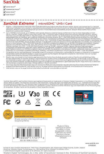 Sandisk Extreme microSDHC 32GB Class 10 U3 V30 A1 UHS-I view 4