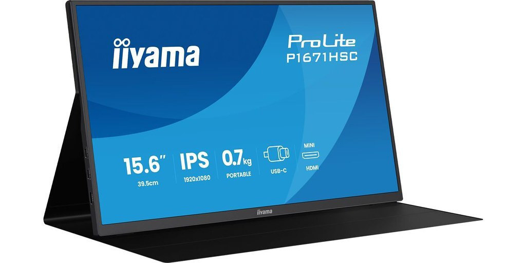 Iiyama ProLite IPS Portable Monitor 15.6" FHD 1920x1080 with Response Time 3ms GTG Gray view 1