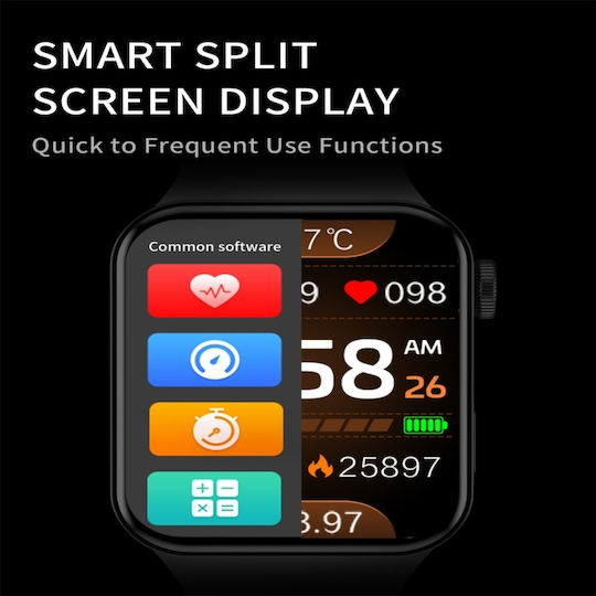 i7 Pro Smartwatch with Heart Rate Monitor (Black) vue 3