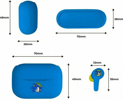 OTL SEGA Sonic the Hedgehog In-ear Bluetooth Handsfree Earphones with Charging Case Blue vista 4
