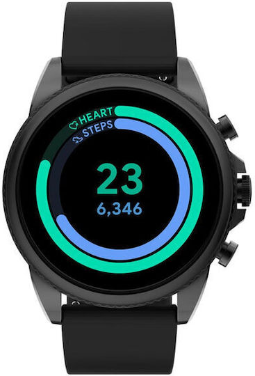 Fossil Gen 6 Stainless Steel 44mm Smartwatch with Heart Rate Monitor (Black Silicone) view 7