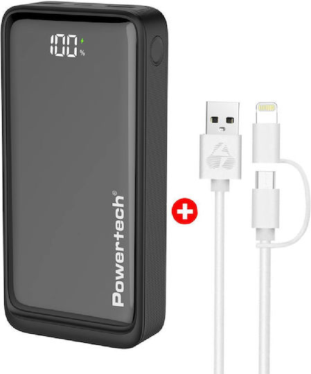 Powertech Power Bank 20000mAh 22.5W with 2 USB-A Ports and USB-C Port Quick Charge 2.0 / Quick Charge 3.0 Black view 1