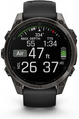 Garmin Fenix 8 Titanium 47mm Waterproof Smartwatch with Heart Rate Monitor (Sapphire, Carbon Grey Dlc Titanium With Black/pebble Grey Silicone Band) view 4