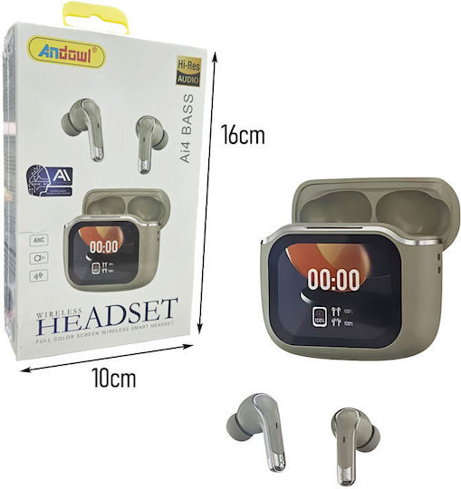 Andowl Ai4 Bass In-ear Bluetooth Handsfree Earphones with Charging Case Beige view 2