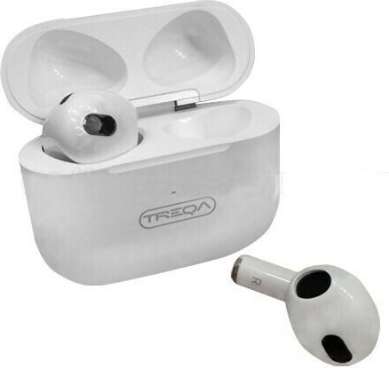 Treqa BT-400Pro Earbud Bluetooth Handsfree Earphones with Charging Case White view 1