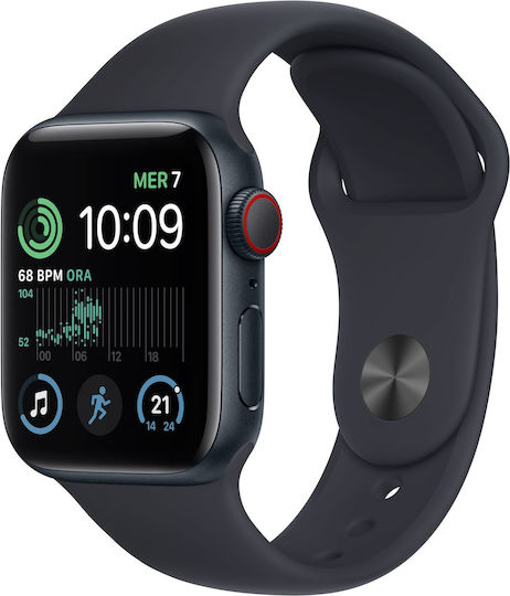 Apple Watch SE 2022 Cellular Aluminium 40mm Waterproof with eSIM and Heart Rate Monitor (Midnight with Midnight Sport Band) view 2