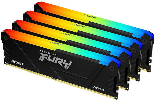 Kingston Fury Beast DDR4 32GB RAM with 4x8GB Modules and Speed 3600 for Desktop KF436C17BB2AK4/32