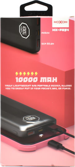 Moxom Power Bank 10000mAh 18W with 2 USB-A Ports and USB-C Port Power Delivery Black view 3