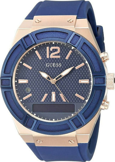 Guess Connect Hybrid Stainless Steel Smartwatch (Blue Silicone) view 2