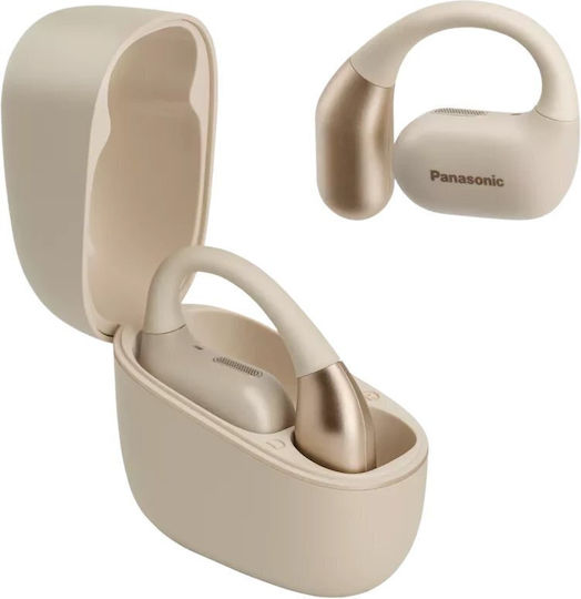 Panasonic RB-F10 Open Ear Bluetooth Handsfree Earphones with Sweat Resistance and Charging Case Beige vue 3