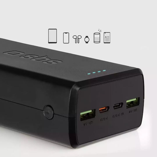SBS Power Bank 30000mAh 20W with 2 USB-A Ports and 2 USB-C Ports Power Delivery Black vista 8