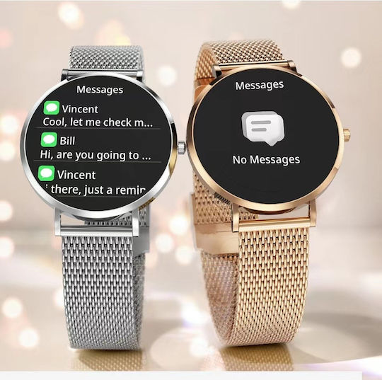 Aoke T8 Smartwatch with Heart Rate Monitor (Silver Case / Silver Strap Metallic) view 5