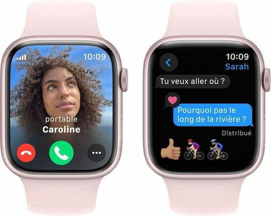 Apple Watch Series 9 Cellular Aluminium 45mm Waterproof with eSIM and Heart Rate Monitor (Pink with Light Pink Sport Band (M/L)) view 5
