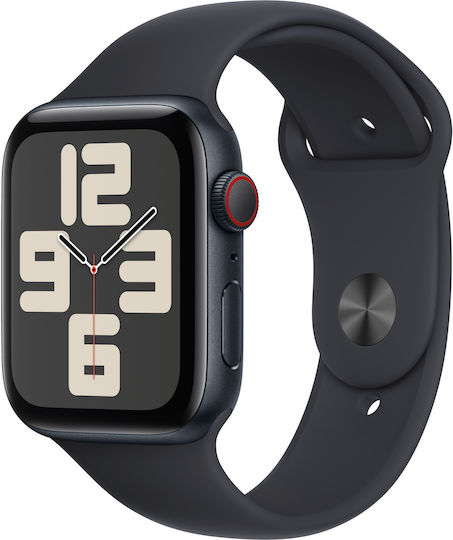 Apple Watch SE 2023 Cellular Aluminium 44mm Waterproof with Heart Rate Monitor (Midnight with Midnight Sport Band (S/M)) view 1