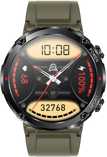 DAS.4 Battery Watch with Rubber Strap Green view 4