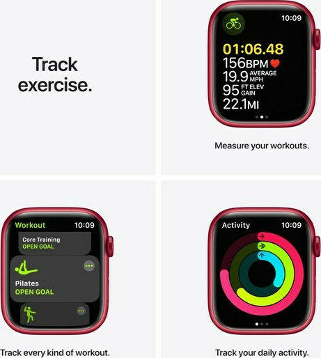 Apple Watch Series 7 Aluminium 45mm Waterproof with Heart Rate Monitor (Product Red) view 6