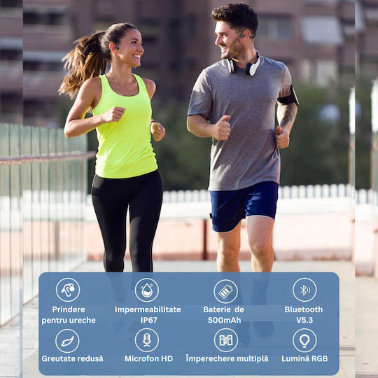 Wireless Bluetooth Audio Earbuds Sport Visionhub Bone Conduction Waterproof RGB Light Microphone Ultra Lightweight 34g 500mAh Battery 15 Hours Suitable For Sports vue 3