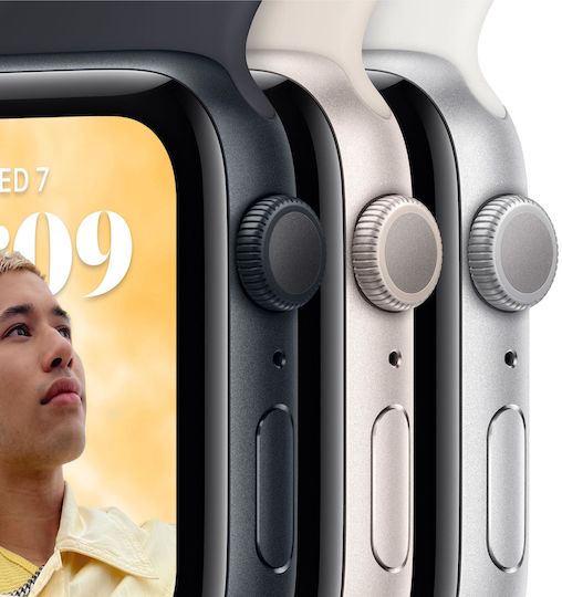 Apple Watch SE 2023 Aluminium 44mm Waterproof with Heart Rate Monitor (Starlight with Starlight Sport Band (S/M)) view 3
