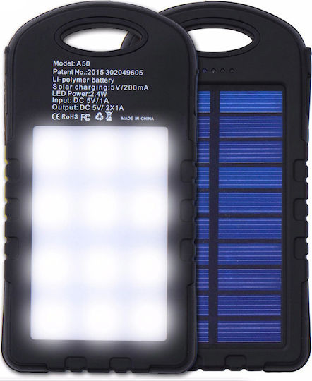 SPB900 Solar Power Bank 7000mAh with 2 USB-A Ports Black view 1