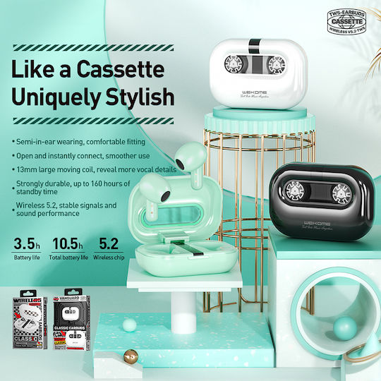 WK Va06 Earbud Bluetooth Handsfree Earphones with Charging Case Green view 4